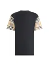 Burberry Check Motif Cotton T-shirt In Black