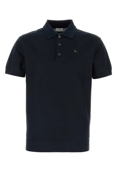 Burberry Piquet Polo Shirt With Short Sleeves And Collar In Blue