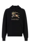 Burberry Men Black Hoodie With Drawstring Hood And Ekd Print And Logo Lettering On The Front In Cott In Black
