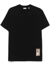 Burberry Men Black T-shirt T-shirt With Logo Patch With Tartan Motif In Cotton Man In Black