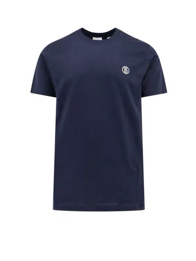 Burberry Logo Cotton T-shirt In Blue