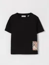 Burberry Black Cotton T-shirt In Black