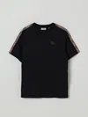 Burberry Boy's Cedar Check Tape Short-sleeve T-shirt In Black