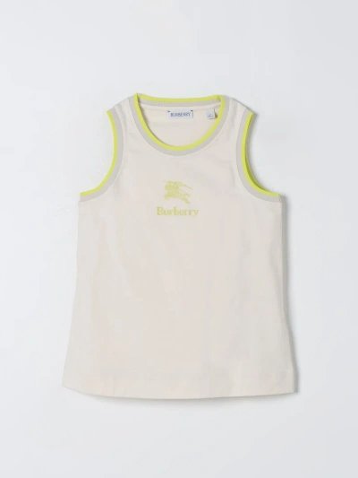 Burberry Kids Ekd Logo-embroidered Cotton Tank Top In Beige