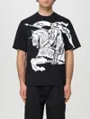 Burberry Black T-shirt With Contrasting Equestrian Knight Print In Cotton Man In Black