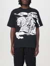 Burberry Black T-shirt With Contrasting Equestrian Knight Print In Cotton Man In Black
