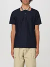 Burberry Cody Polo Shirt With Check Collar In Blue