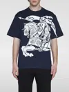 Burberry Logo Printed Crewneck T-shirt In Blau