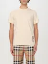 Burberry Check Label Cotton T-shirt In Beige O Tan