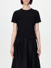Burberry Black T Shirt With Check Pattern Detail In Black