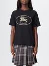 Burberry Black T-shirt With Equestrian Knight Design In Black