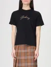 Burberry Check Cursive Logo Cotton T-shirt Clothing In Black