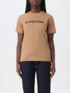 Burberry Beige T-shirt With Logo Print On Front In Cotton Woman In Brown