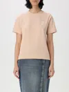 Burberry Women Peach Cotton T-shirt In Ivory