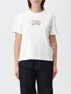 Burberry Ribbed Cotton T-shirt With Equestrian Motif And Logo Patch In White