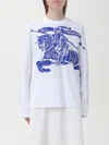 Burberry Crew Neck Graphic Print Long Sleeves Top In White