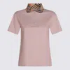 Burberry Pink Check Collar Cotton Polo In Pink