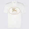Burberry Beige Crewneck T-shirt With Maxi Logo On The Front In Cotton Man In White