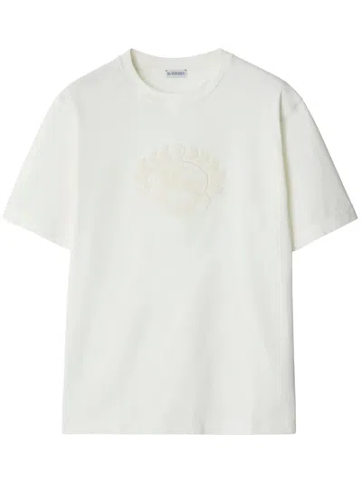 Burberry Ekd-textured Cotton T-shirt In Grey