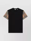 Burberry Black T-shirt With Check Pattern Sleeves Women In Black