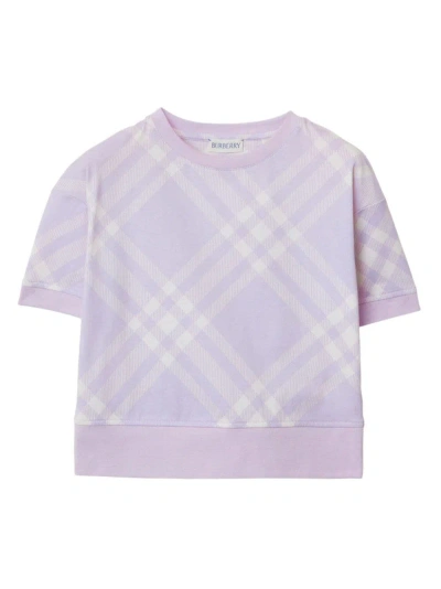 Burberry Kids' T-shirt In Cotone Check In Purple