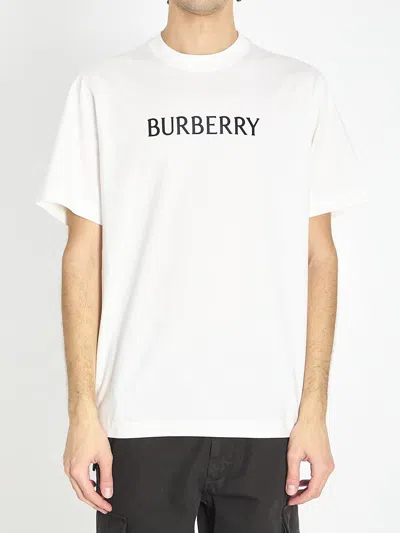 Burberry Cotton T Shirt Featuring Front Logo Print In White