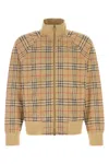 Burberry Beige Sweatshirt With Check Motif In Jacquard In Brown