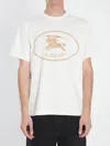Burberry Beige Crewneck T-shirt With Maxi Logo On The Front In Cotton Man