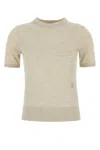 Burberry Women Sand Wool T-shirt In Nutmeg