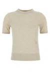Burberry Women Sand Wool T-shirt In Nutmeg