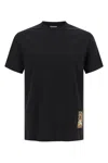 Burberry Men Black T-shirt T-shirt With Logo Patch With Tartan Motif In Cotton Man In Black