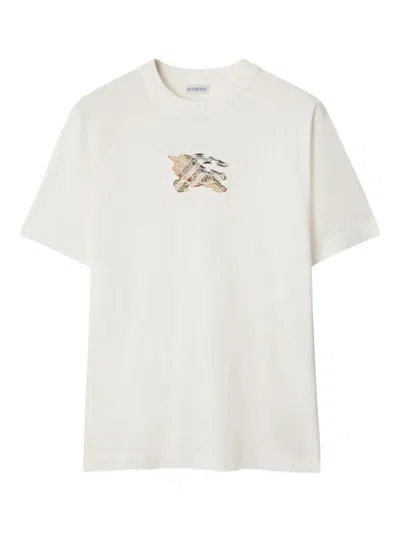 Burberry Equestrian Knight Design Cotton T-shirt In White