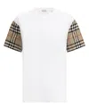 Burberry White T-shirt With Vintage Check Motif On The Sleeves In Cotton Woman In White