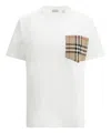 Burberry Women White Jersey Checked Twill-trimmed Cotton-jersey T-shirt Tee Shirt In White