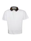 Burberry Piqué Cotton Polo Shirt With Check Collar And Button Closure In White