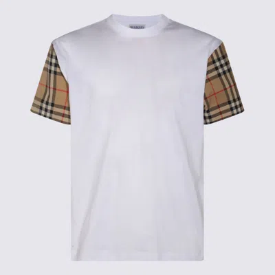 BURBERRY BURBERRY WHITE AND BEIGE COTTON T-SHIRT