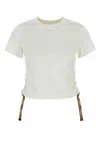 Burberry White T-shirt With Check Pattern Detail In White