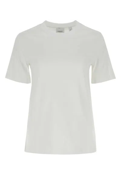 Burberry White Cotton T-shirt In Yellow