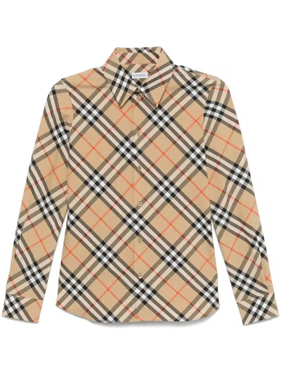 Burberry T Shirt With A Vintage Check In Brown