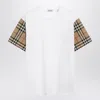 Burberry White T-shirt With Check-pattern Sleeves In White