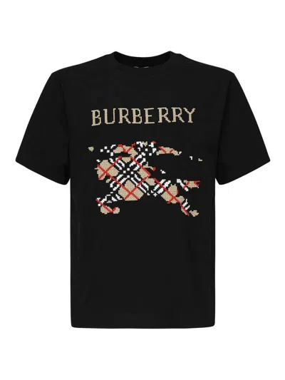 Burberry T-shirt With Cross-stitch Ekd In Black