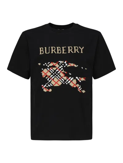 Burberry Cross Stitch Logo Cotton T-shirt In Black