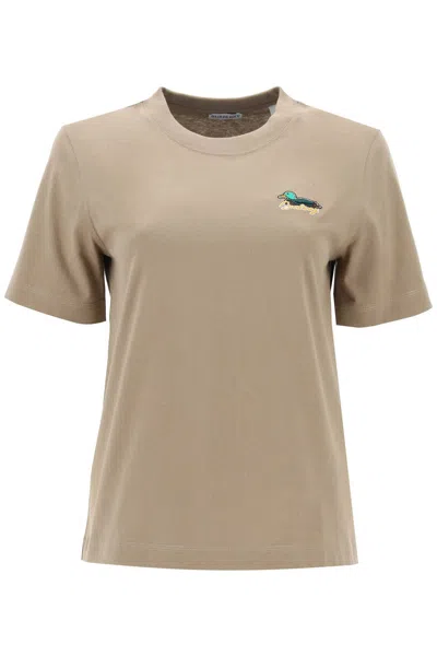 Burberry T-shirt With Duck Detail In Khaki