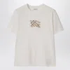 Burberry Ribbed Cotton T-shirt With Equestrian Motif And Logo Patch In White