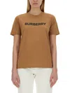 Burberry Beige T-shirt With Logo Print On Front In Cotton Woman