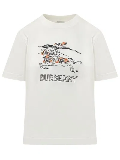 Burberry T-shirt With Logo And Graphic Print In Multi