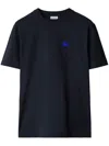 Burberry Blue T-shirt With Eks Logo Embroidered On The Front In Cotton Man In Black