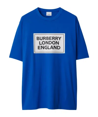 Burberry T-shirt With Round Neck And Short Sleeves In Blue