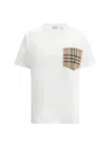Burberry Women White Jersey Checked Twill-trimmed Cotton-jersey T-shirt Tee Shirt