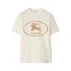 Burberry Beige Crewneck T-shirt With Maxi Logo On The Front In Cotton Man In White